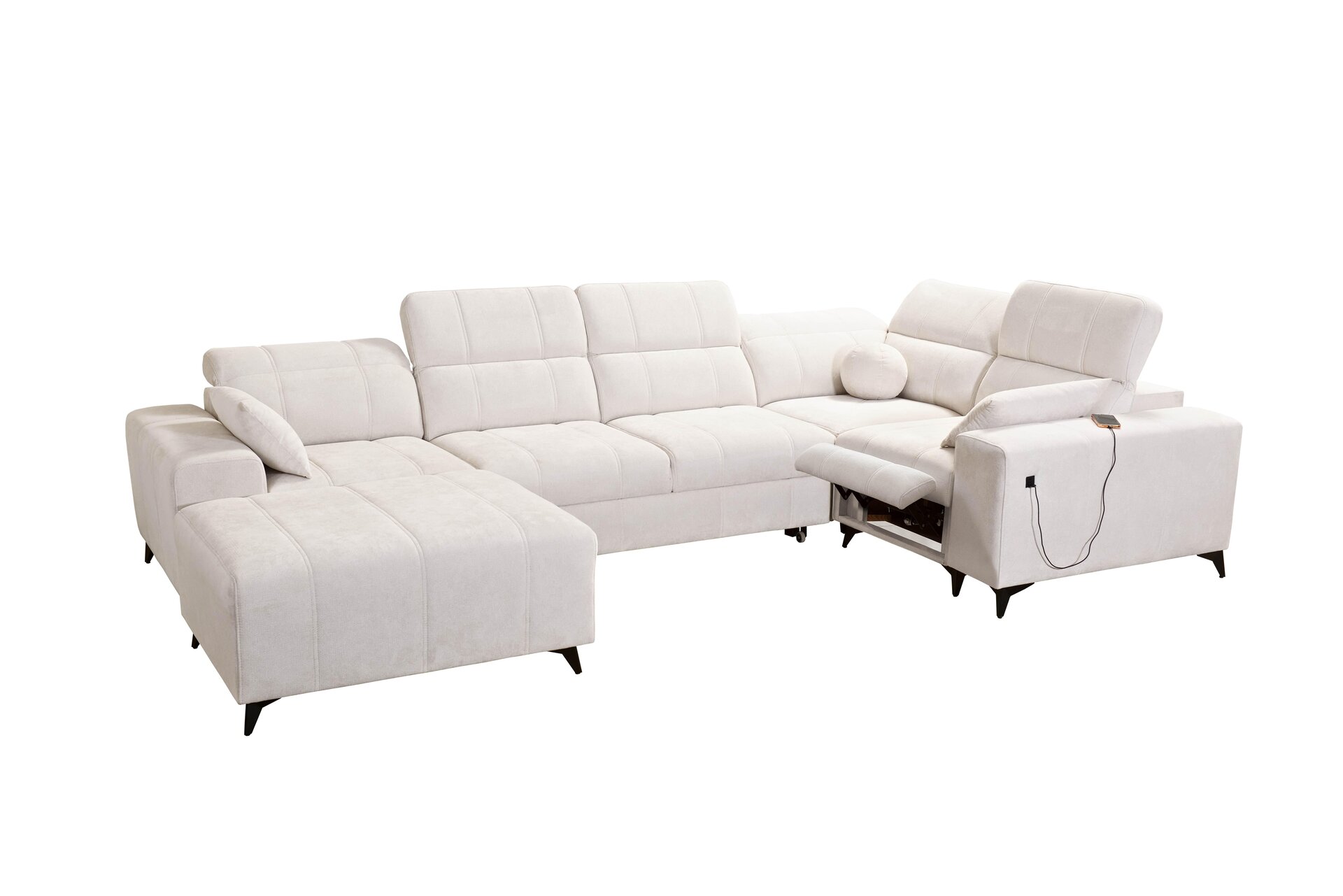 Narożnik w kształcie U ballagio IV mix z funkcją spania oraz funkcją relax tkanina Spring 1118