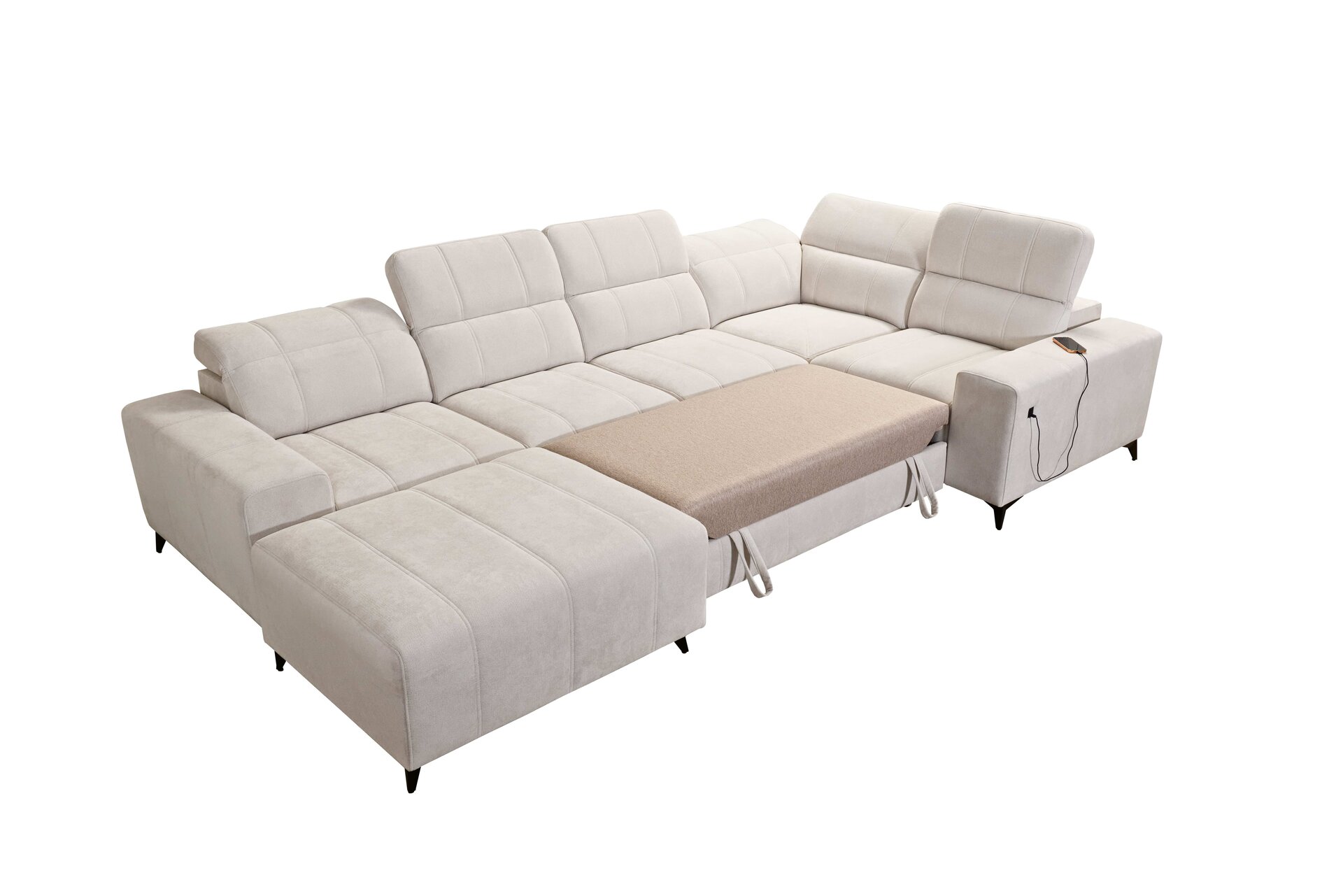Narożnik w kształcie U ballagio IV mix z funkcją spania oraz funkcją relax tkanina Spring 1118