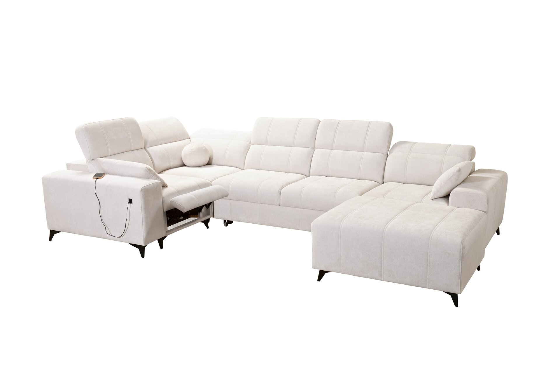 Narożnik w kształcie U ballagio IV mix z funkcją spania oraz funkcją relax tkanina Spring 1101