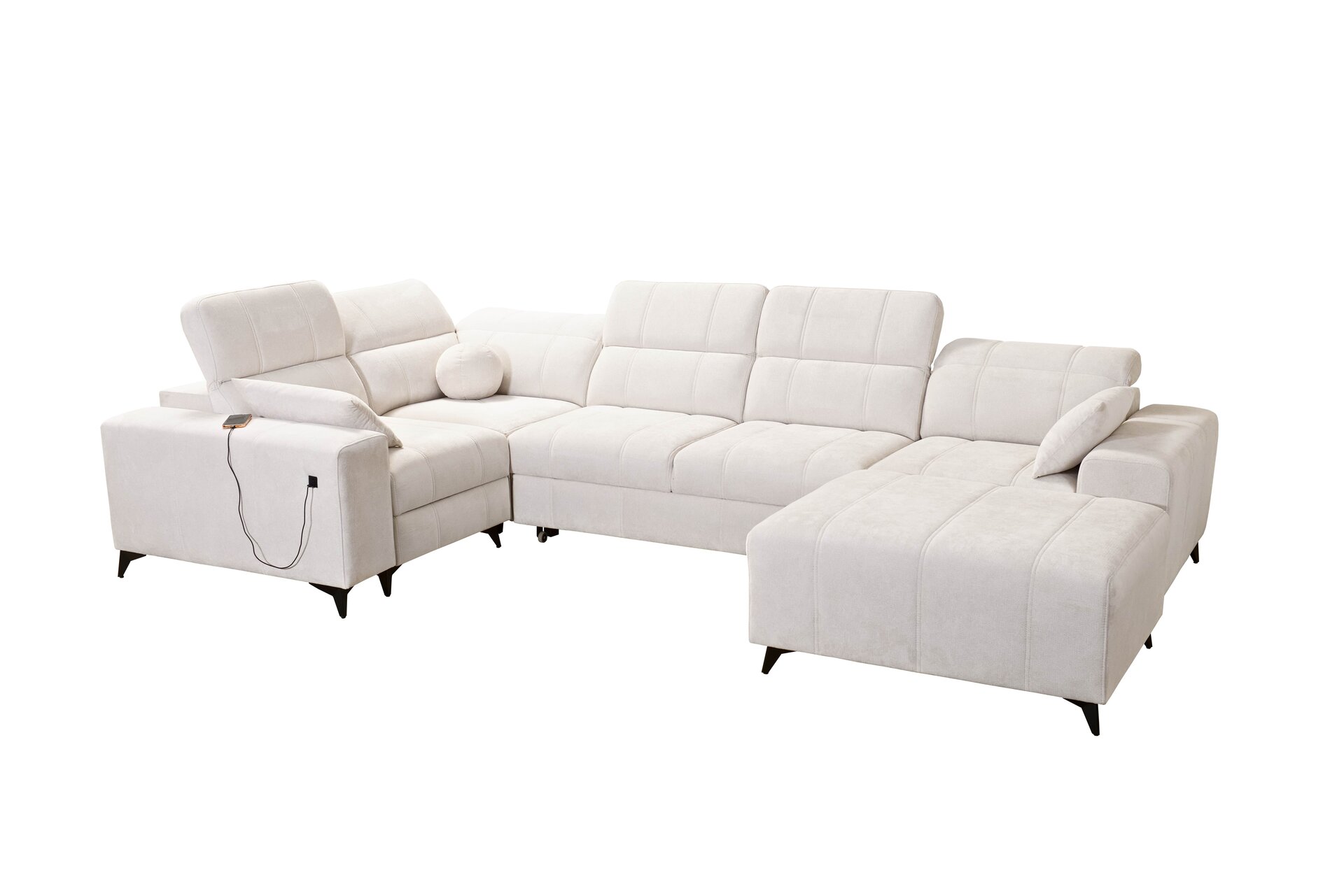 Narożnik w kształcie U ballagio IV mix z funkcją spania oraz funkcją relax tkanina Spring 1101
