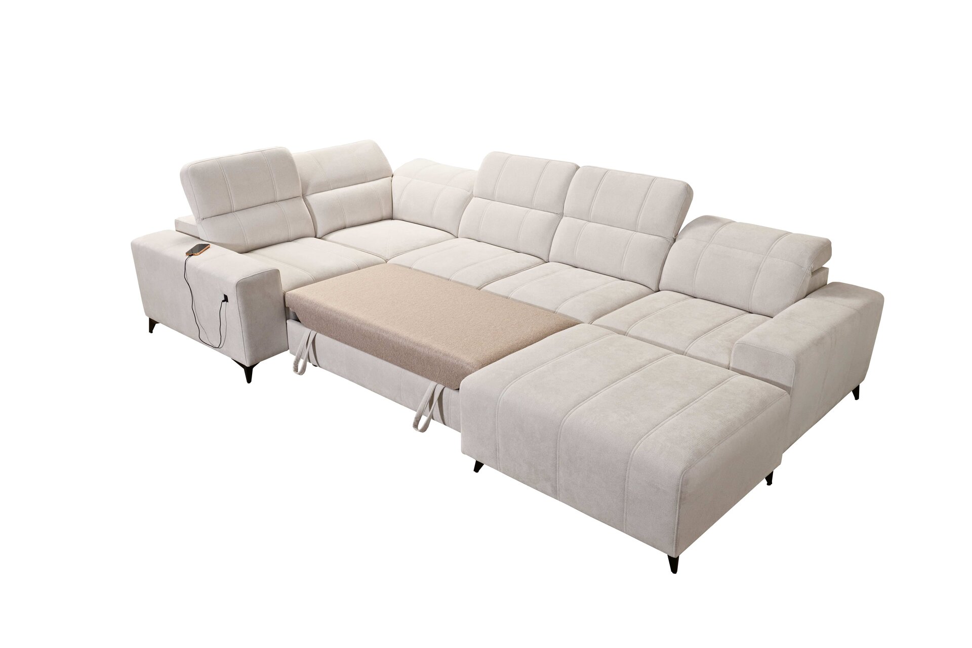 Narożnik w kształcie U ballagio IV mix z funkcją spania oraz funkcją relax tkanina Spring 1108