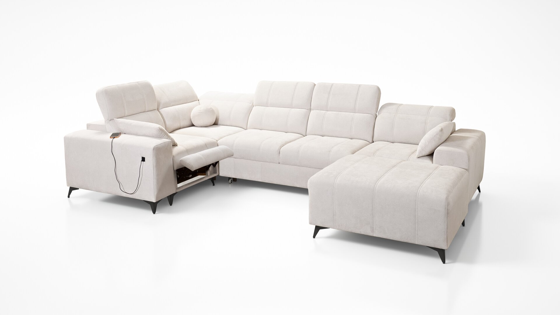Narożnik w kształcie U ballagio IV mix z funkcją spania oraz funkcją relax tkanina Spring 1118