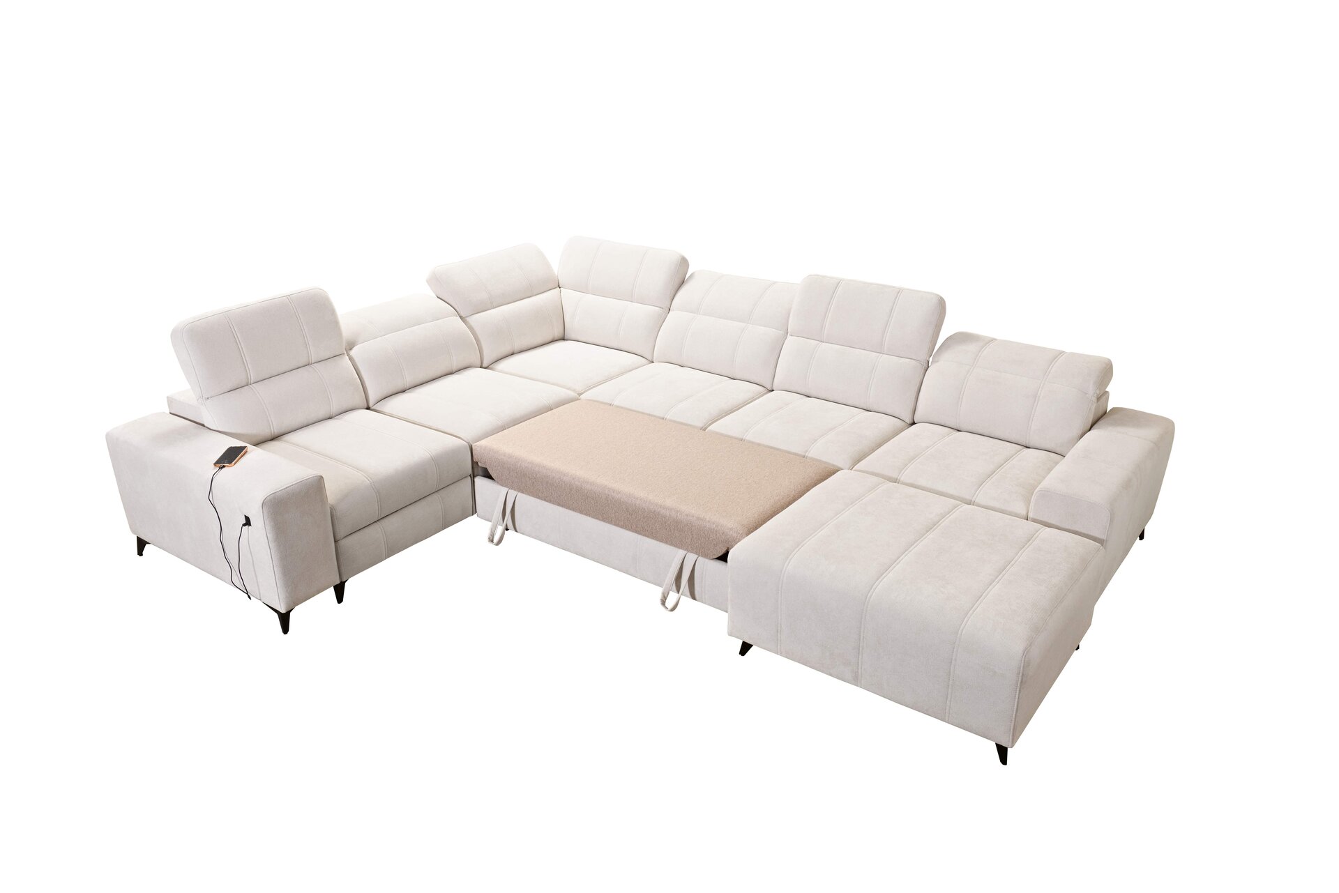 Narożnik w kształcie U ballagio VIII mix z funkcją spania oraz funkcją relax tkanina Spring 1102