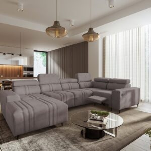 Narożnik w kształcie U Verona IV Mix z funkcją spania oraz funkcją relax manualna tkanian Vena 8