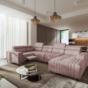 Narożnik w kształcie U Verona IV Mix z funkcją spania oraz funkcją relax manualna tkanian Vena 10