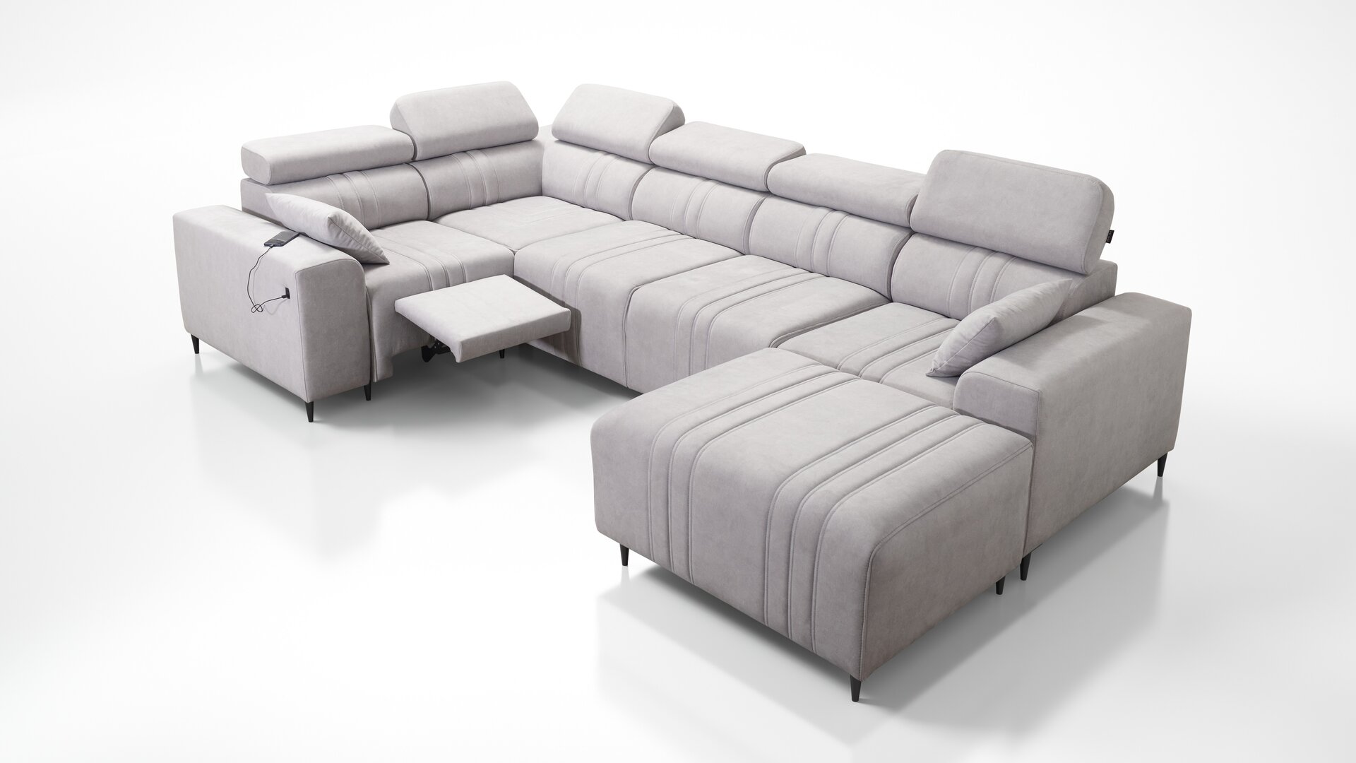 Narożnik w kształcie U Verona IV Mix z funkcją spania oraz funkcją relax manualna tkanian Vena 20