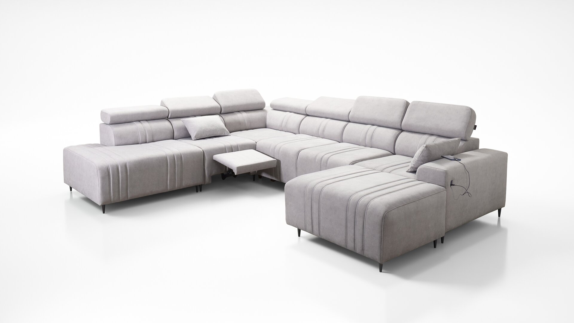 Narożnik w kształcie U Verona X Mix z funkcją spania oraz funkcją relax manualna tkanina Vena 10
