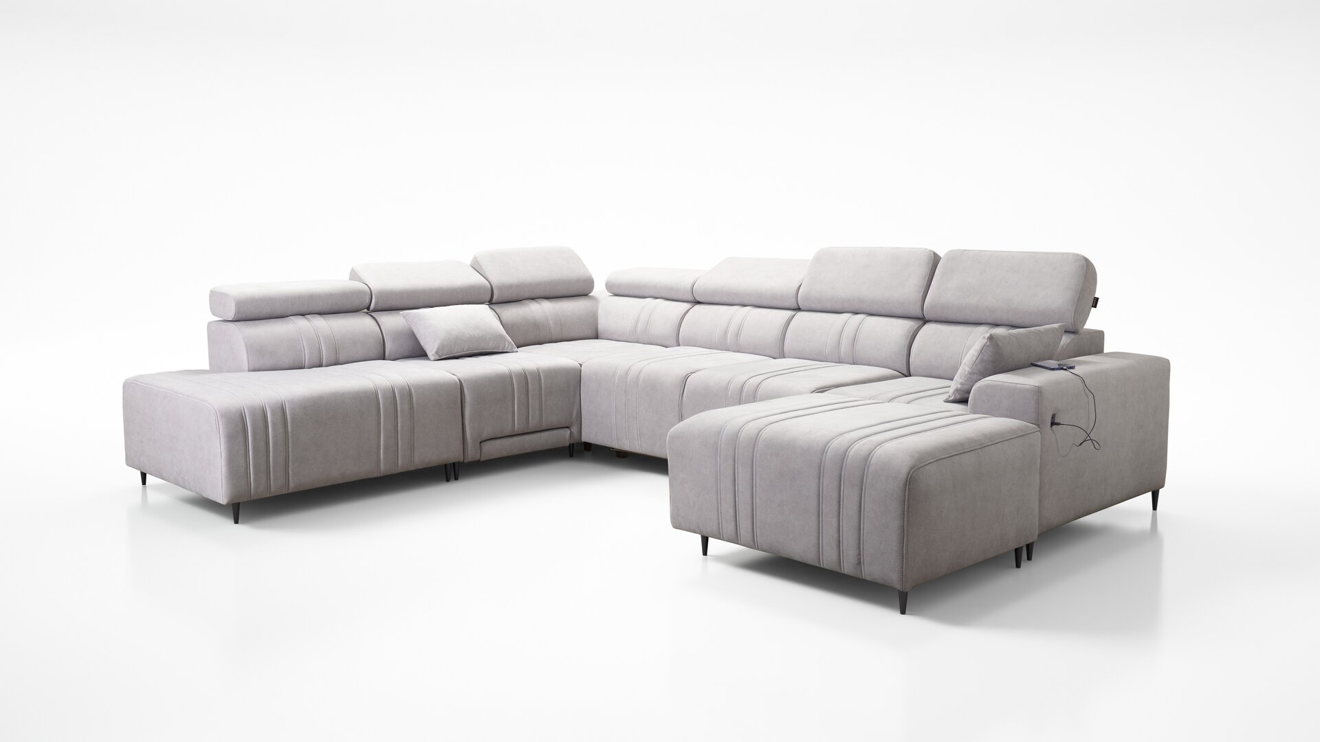 Narożnik w kształcie U Verona X Mix z funkcją spania oraz funkcją relax manualna tkanina Vena 10
