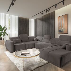 Narożnik w kształcie U Luxor VIII z funkcją spania tkanina Wind 21