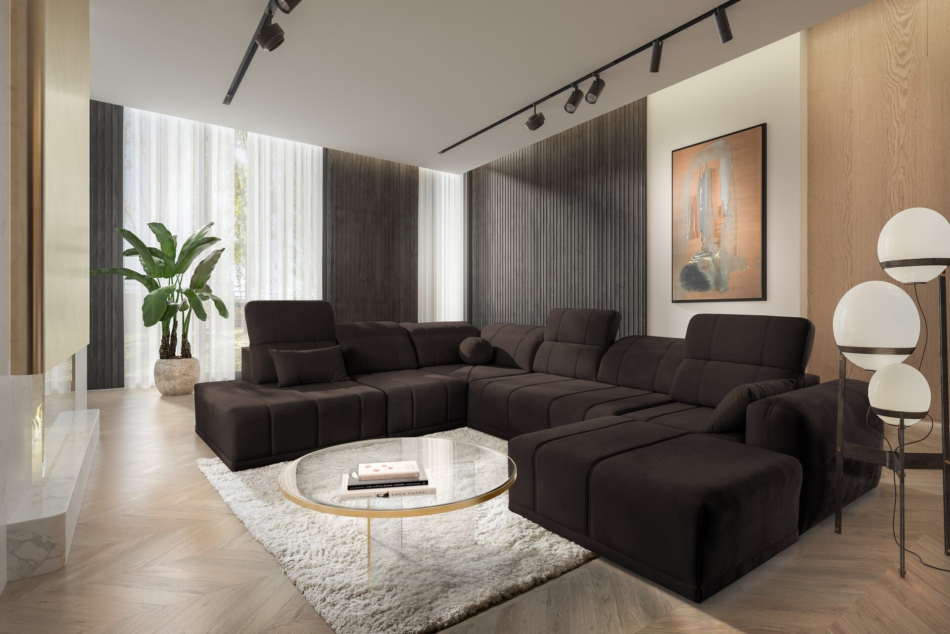 Narożnik w kształcie U Luxor X z funkcją spania tkanina Wind 28