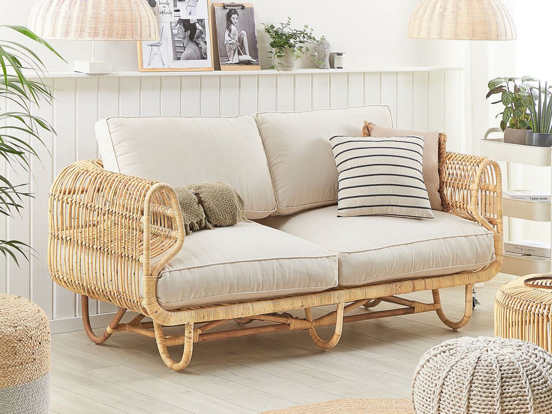 Sofa 2-osobowa rattanowa naturalna DOLCEDO